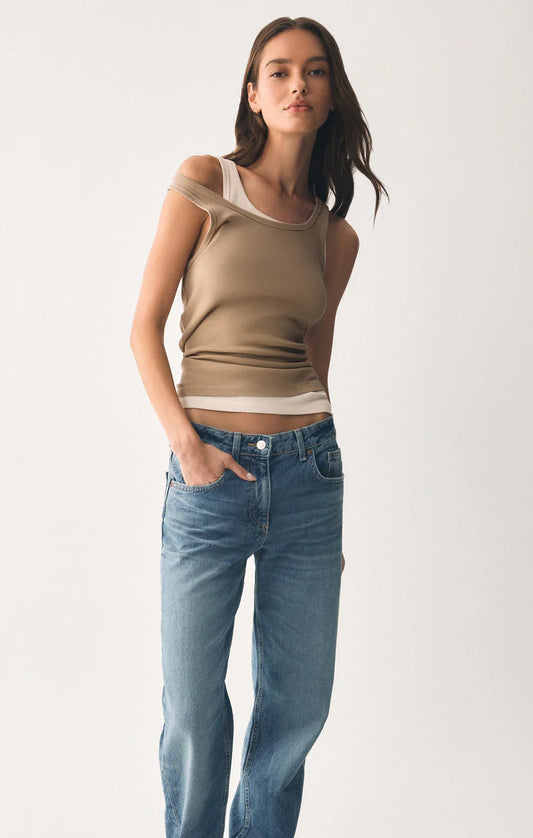 Z Supply Classic Scoop Rib Tank in Desert Tan