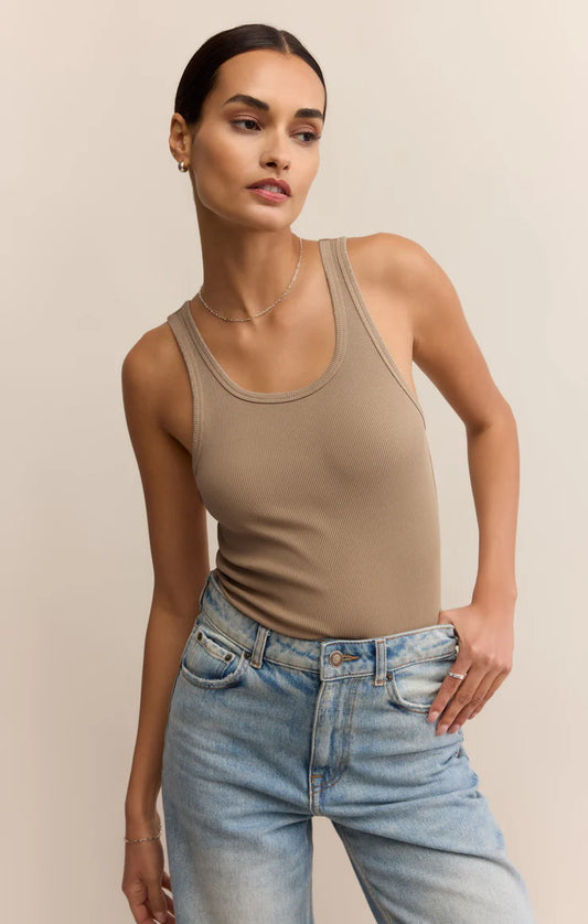 Z Supply Classic Scoop Rib Tank in Desert Tan
