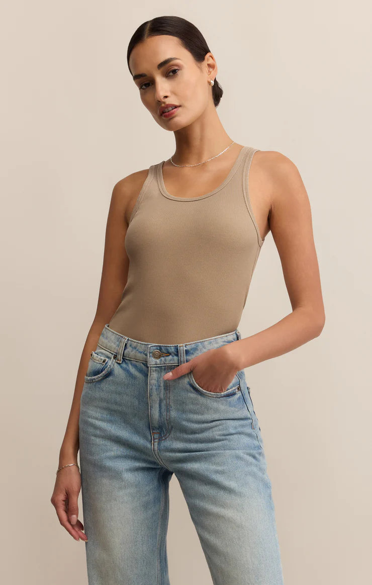 Z Supply Classic Scoop Rib Tank in Desert Tan