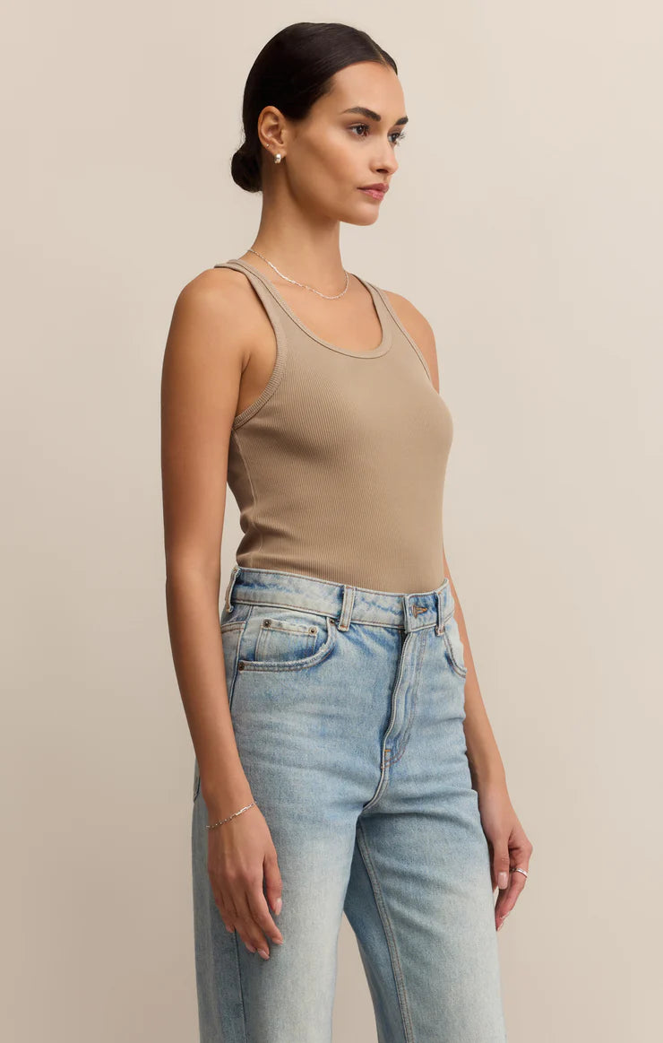 Z Supply Classic Scoop Rib Tank in Desert Tan