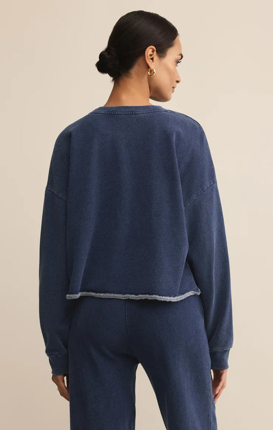 Z Supply Circuit Knit Denim Sweatshirt