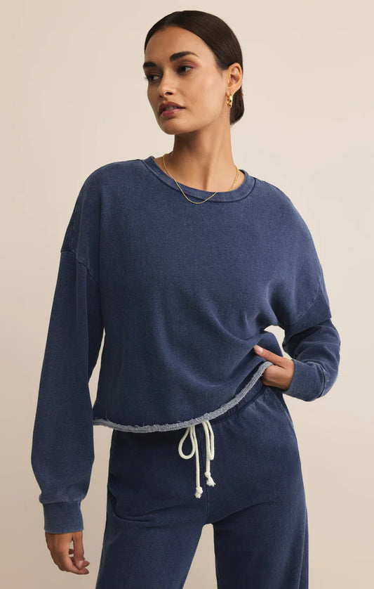 Z Supply Circuit Knit Denim Sweatshirt