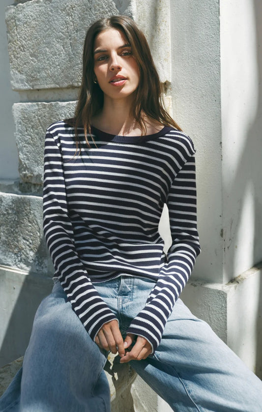 Z Supply Arlet Stripe Thermal Top in Eclipse