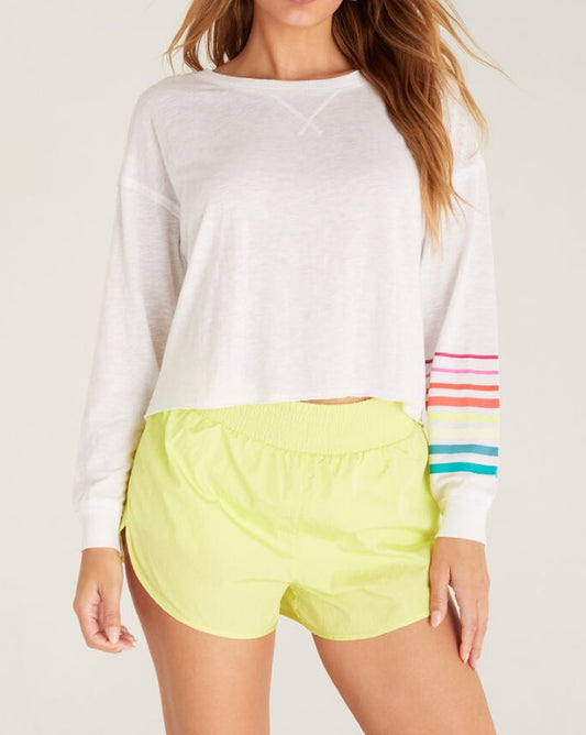 Z Supply Sundown Stripe Long Sleeve Tee White XS