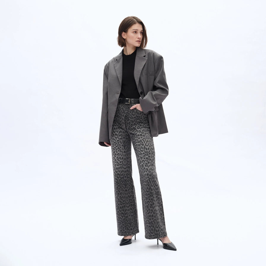 Bayeas High Rise Leopard Print Wide Leg Pants