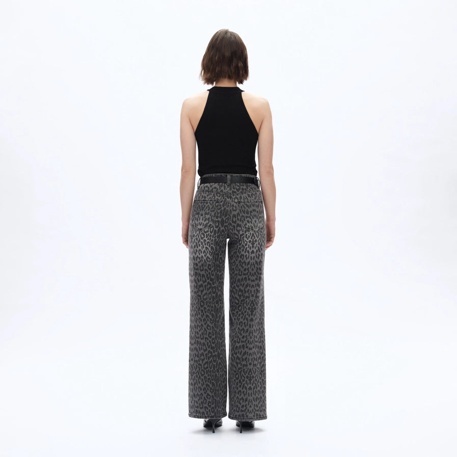 Bayeas High Rise Leopard Print Wide Leg Pants