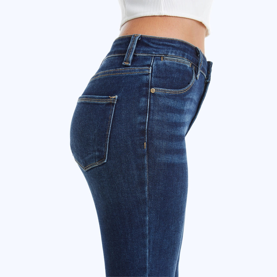 Bayeas Mid Rise Cropped Straight Jeans with Raw Hem