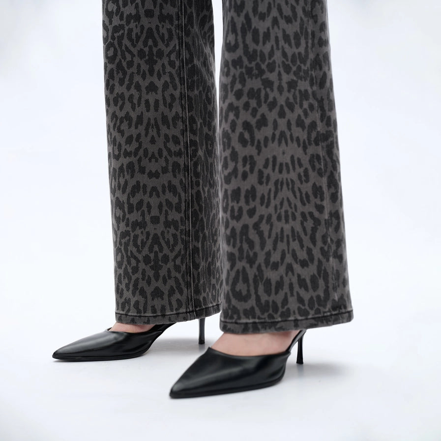 Bayeas High Rise Leopard Print Wide Leg Pants