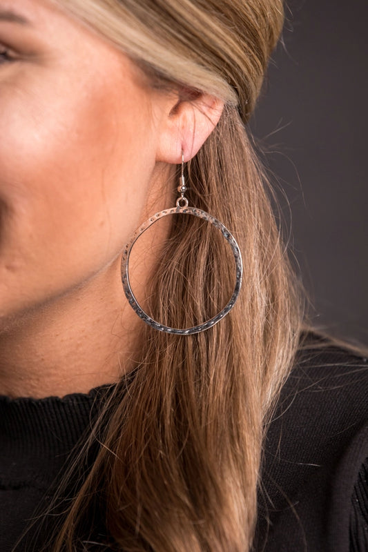 West & Co Burnished Silver Circle Outline Earrings