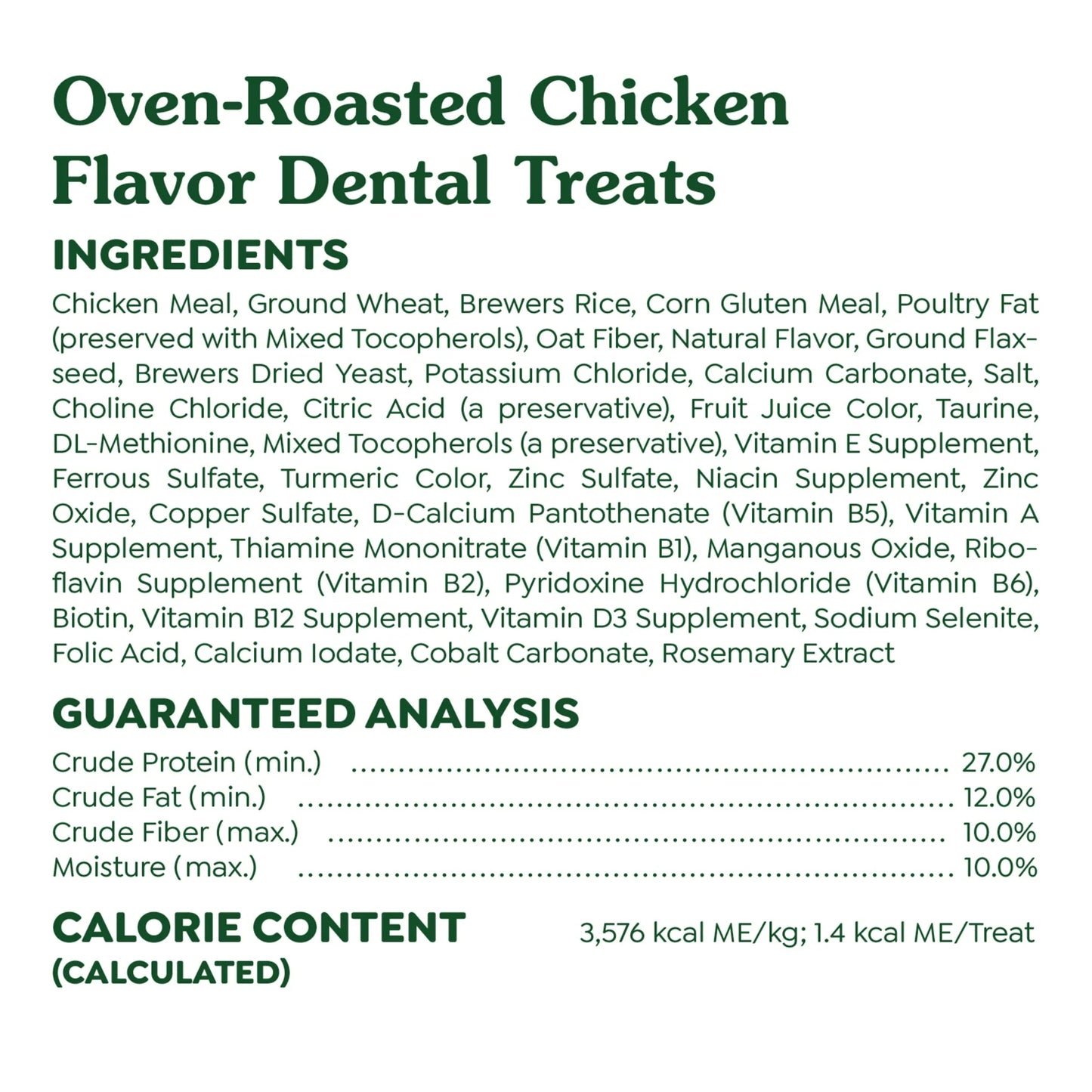 Feline Greenies Oven Roasted Chicken Flavored Dental Treats