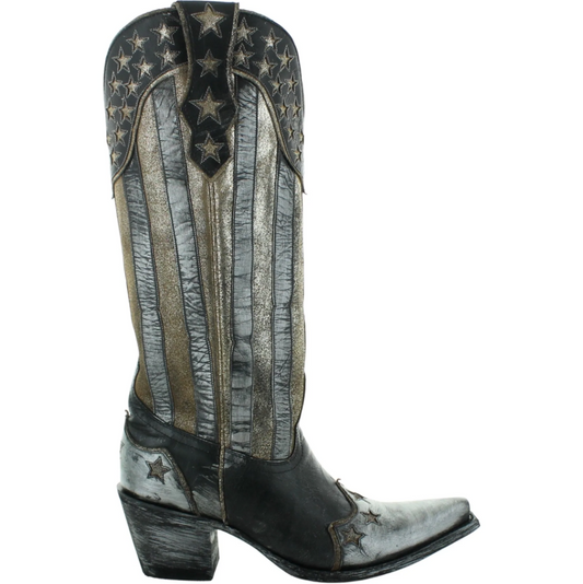 Yippee Ki Yay By Old Gringo Bloom Stars and Stripes Boot Black/Fusil 5