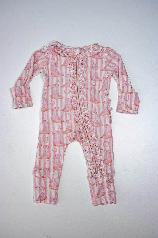 Blushin' Boots Two Way Zip Bamboo Footie