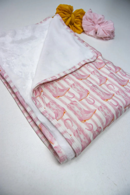Blushin' Boots Bamboo Plush Baby Blanket
