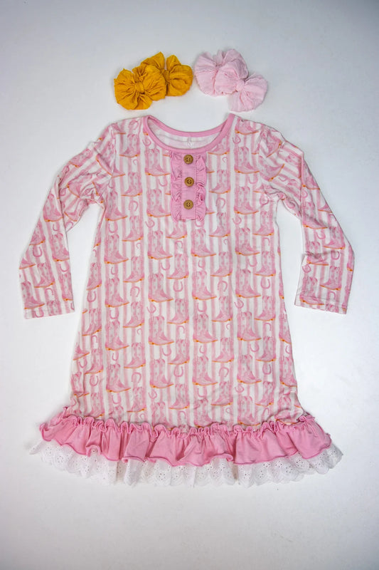 Blushin' Boots Bamboo Ruffle Toddler Nightgown