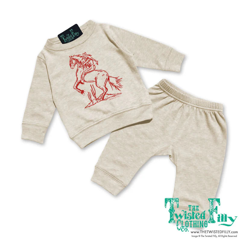 The Twisted Filly Oatmeal Bucking Cowgirl Infant Outfit