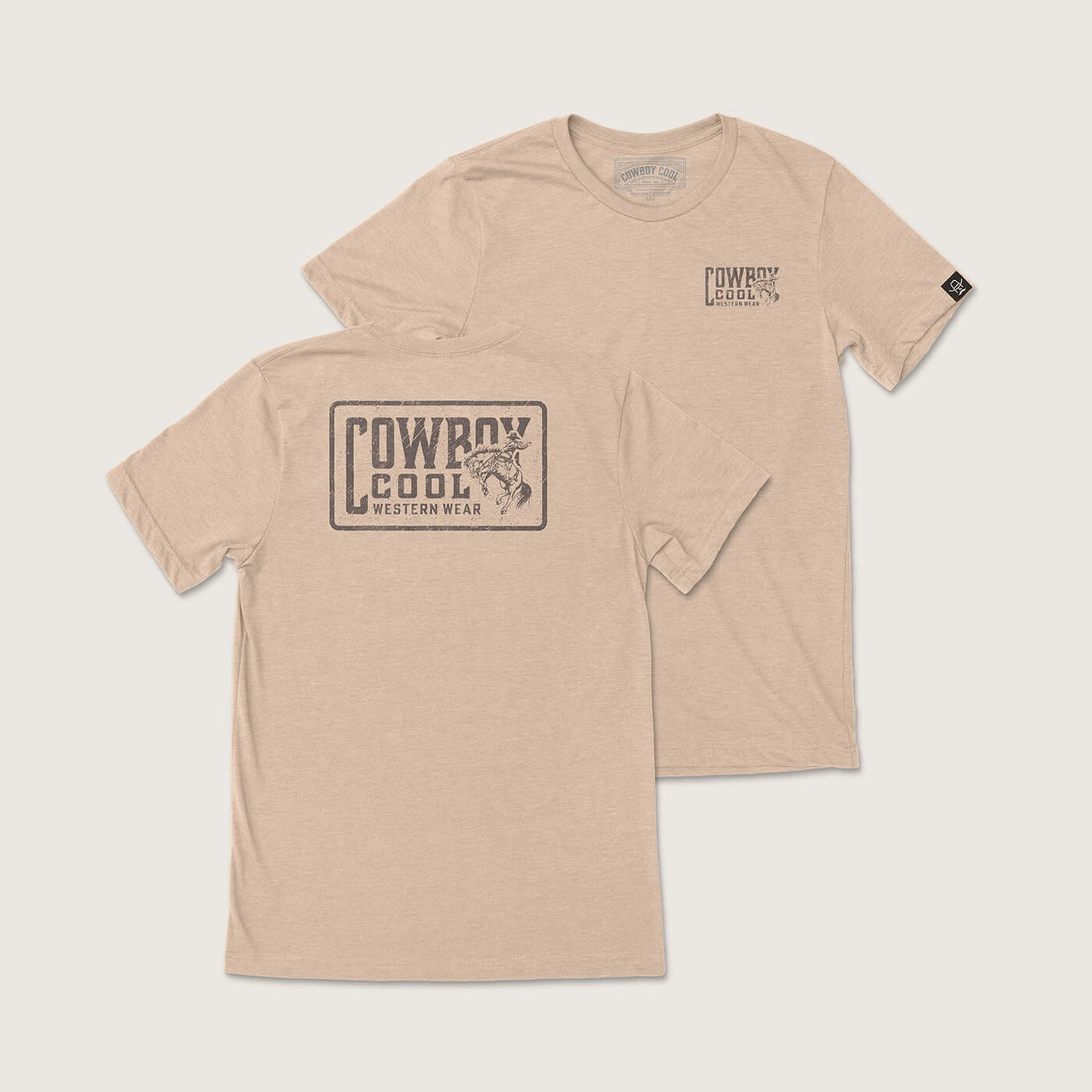 Cowboy Cool Roughrider Tee in Heather Tan
