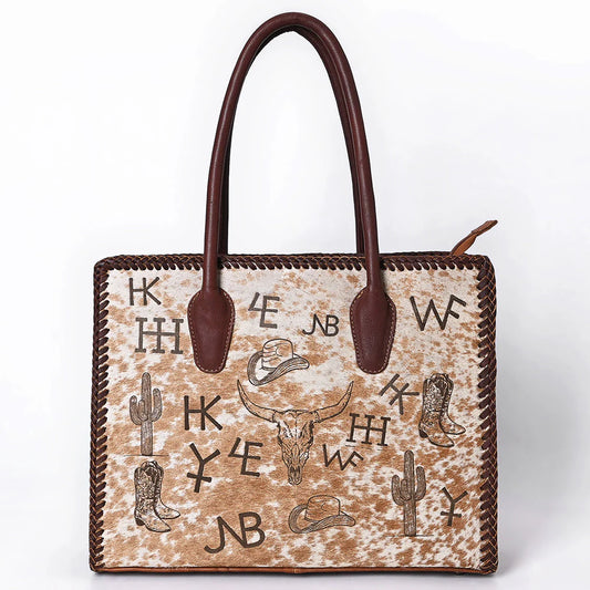American Darling Ranch Brand Print Hair-On Hide Western Tote Bag