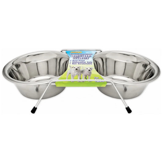 Ruffin' It Raised Stainless Steel Double Diner Pet Bowls