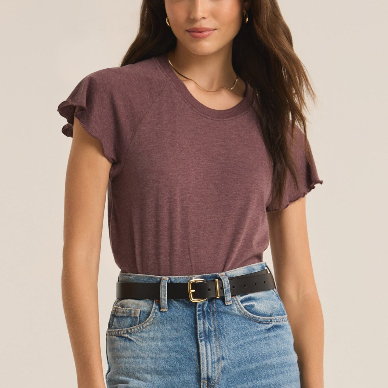 Z Supply Abby Flutter Tee in Cocoa Berry