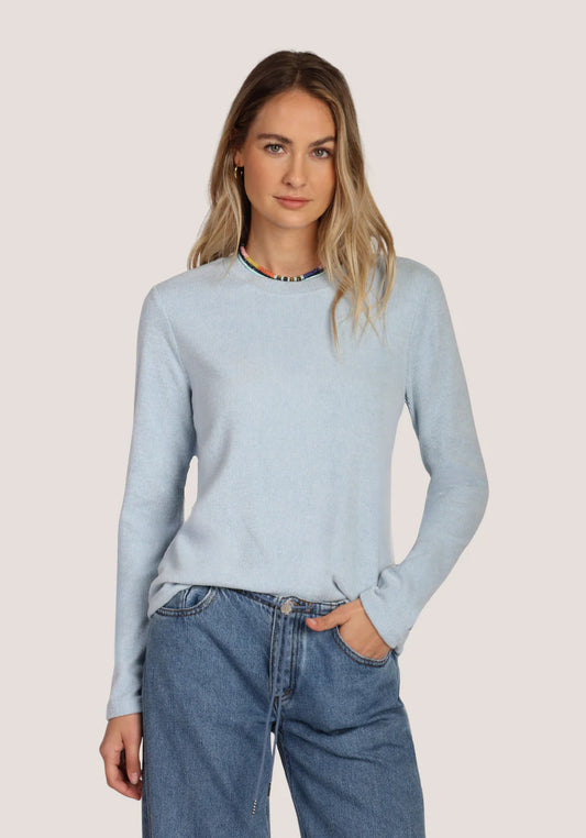 Dylan Cozy Rib Crewneck in Sky