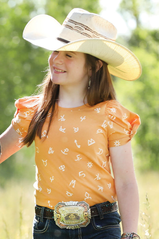 Cruel Denim Girl's Branded Gold Tee