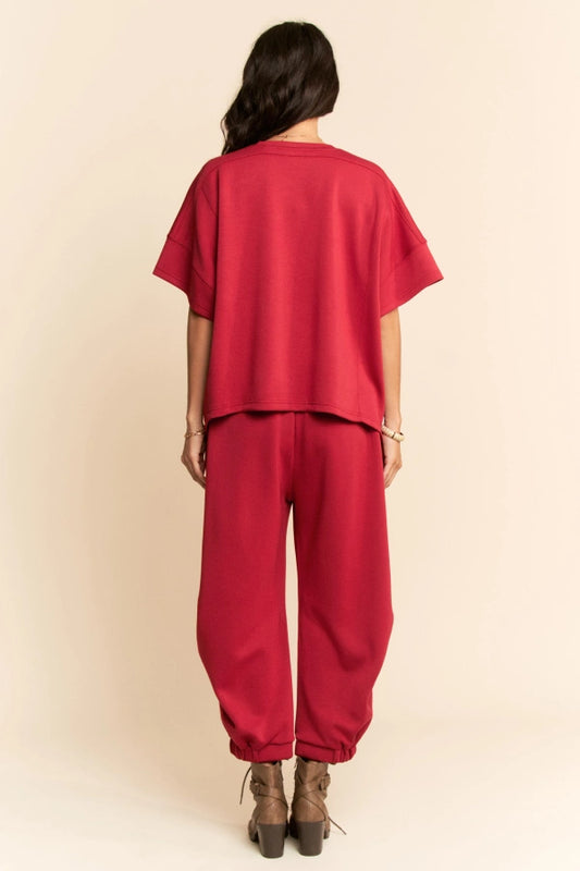 Davi & Dani Red Flowy Top & Pants Set