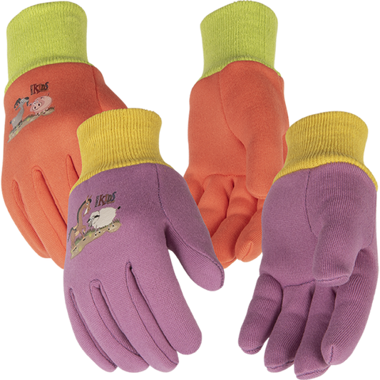 Kinco Kids' Farm Friends™ 8 oz Jersey Gloves Purple/Coral