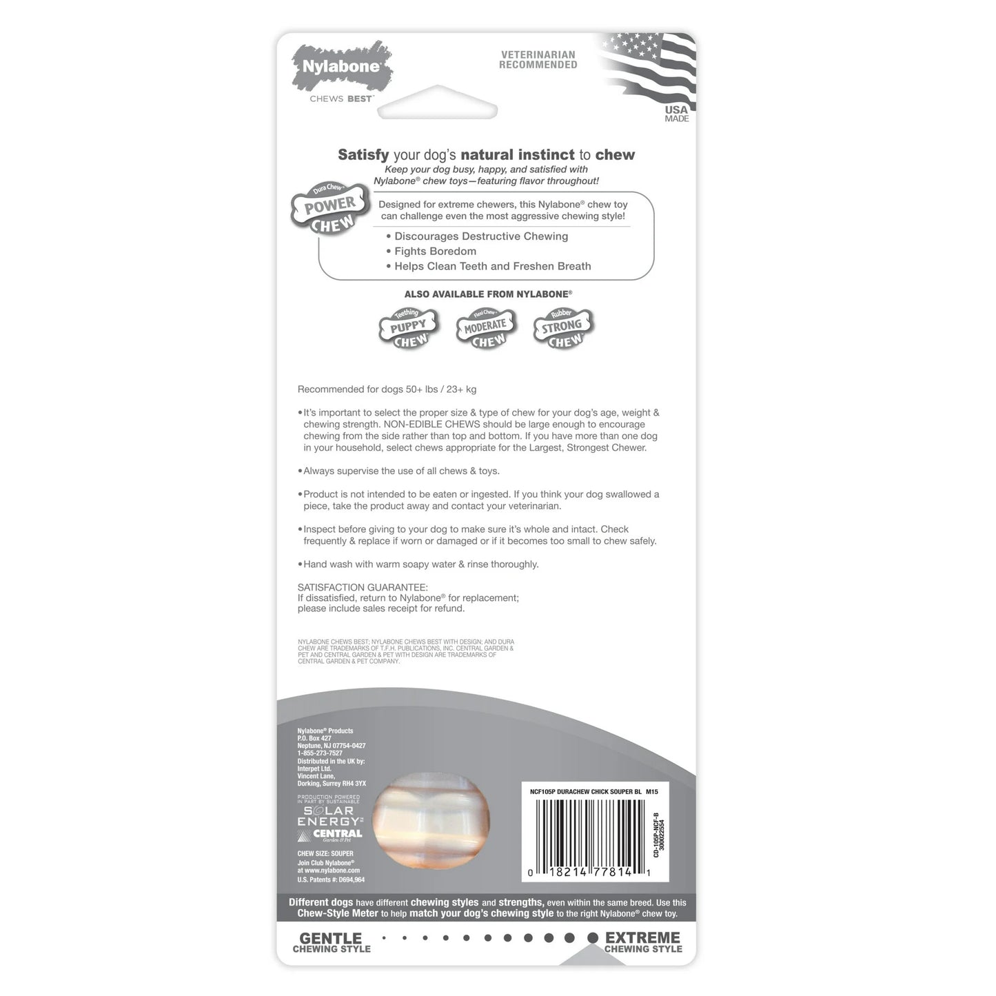 Nylabone Power Chew Textured Knuckle Bone Chew Toy-Chicken