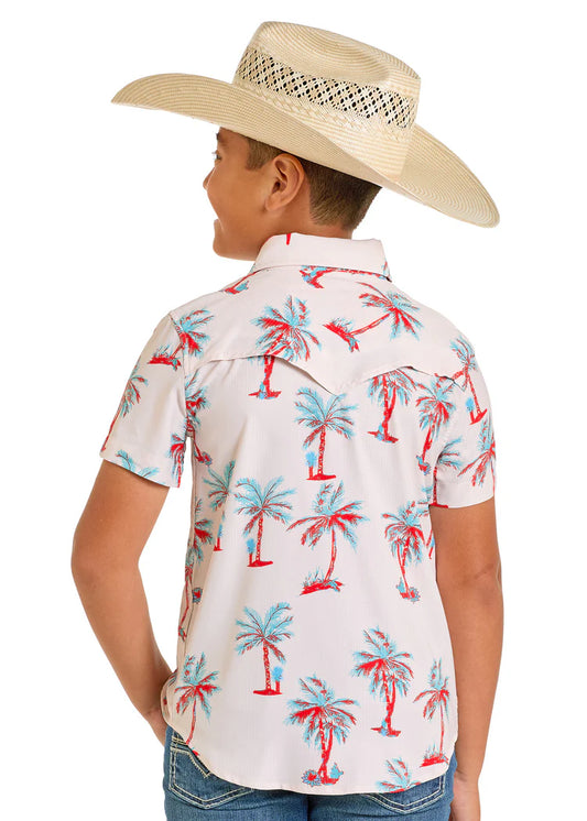Rock & Roll Boys' TEK Western Palm Tree Short Sleeve Shirt