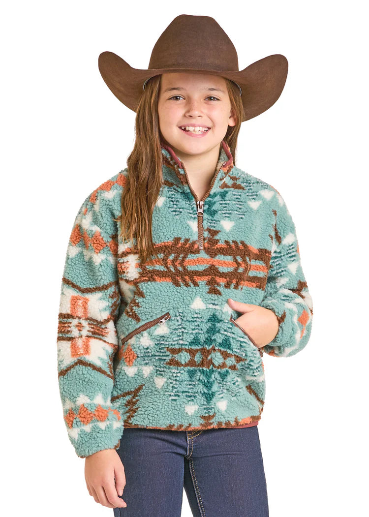 Rock & Roll Girls' Aztec Sherpa Pullover