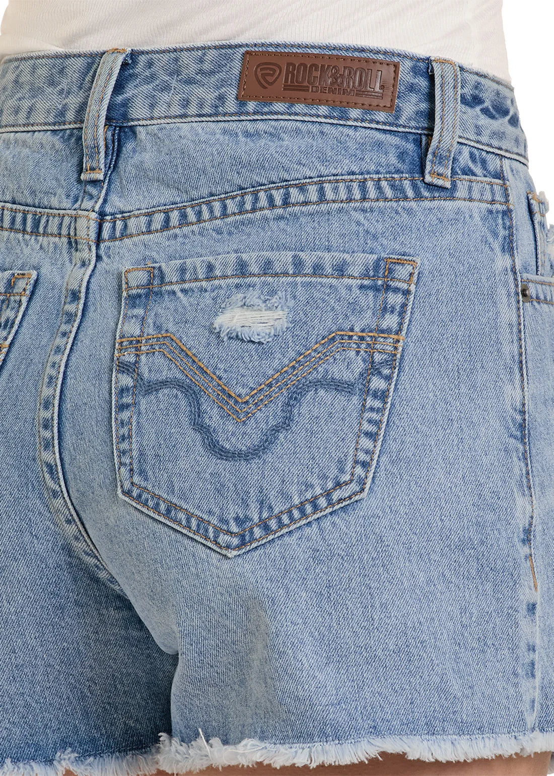 Rock & Roll Denim Classic Pocket Distressed Shorts