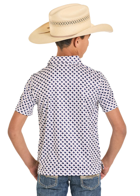 Panhandle Slim Boys' Texas Novelty Performance Polo