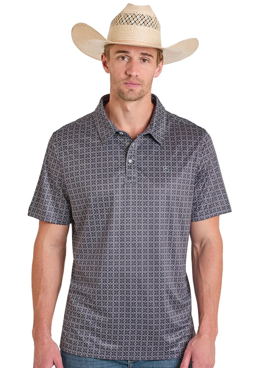 Panhandle Slim Black Micro Medallion Performance Polo