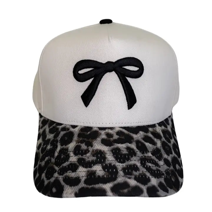 Leopard Bow Canvas Cap