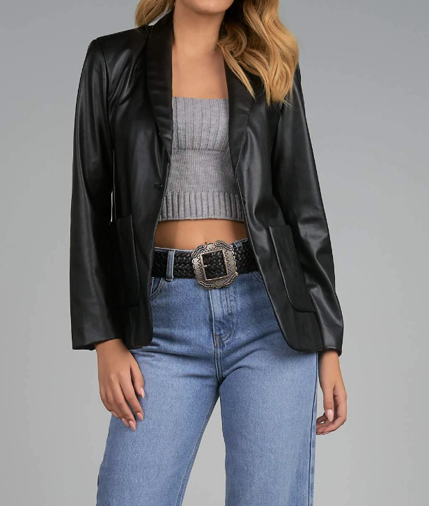 Elan Kiki Faux Leather Blazer