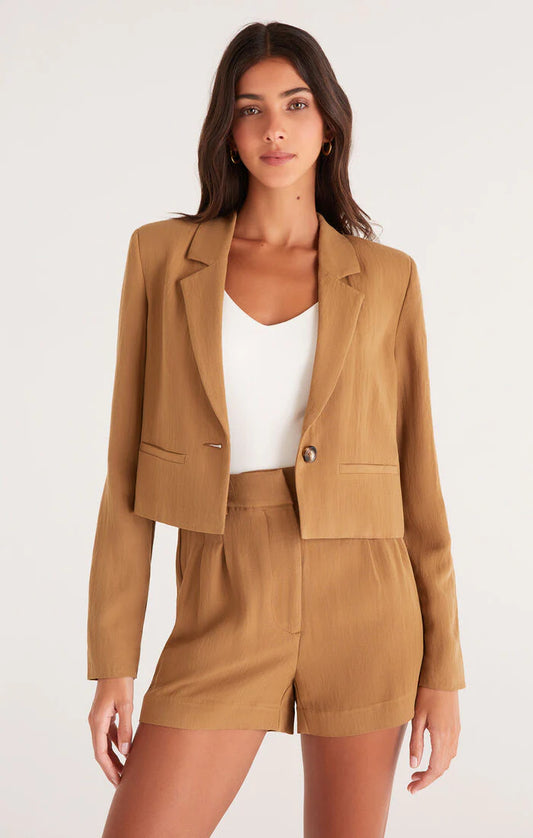Z Supply Dana Airy Cropped Blazer in Otter