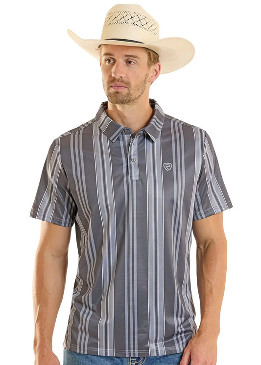 Rock & Roll Grey Striped Polo