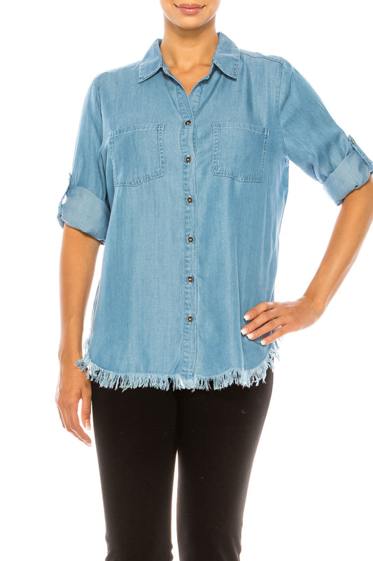 Blue Oxide Blue Tencel Blouse