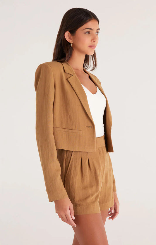 Z Supply Dana Airy Cropped Blazer in Otter