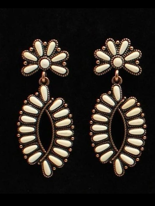 Blazin Roxx Ivory Stone Copper Earrings