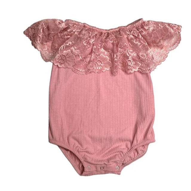 Shea Baby Pink Lace Onesie