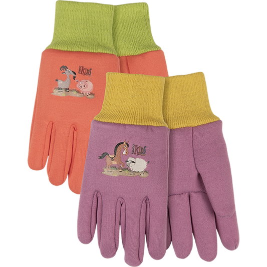 Kinco Kids' Farm Friends™ 8 oz Jersey Gloves Purple/Coral
