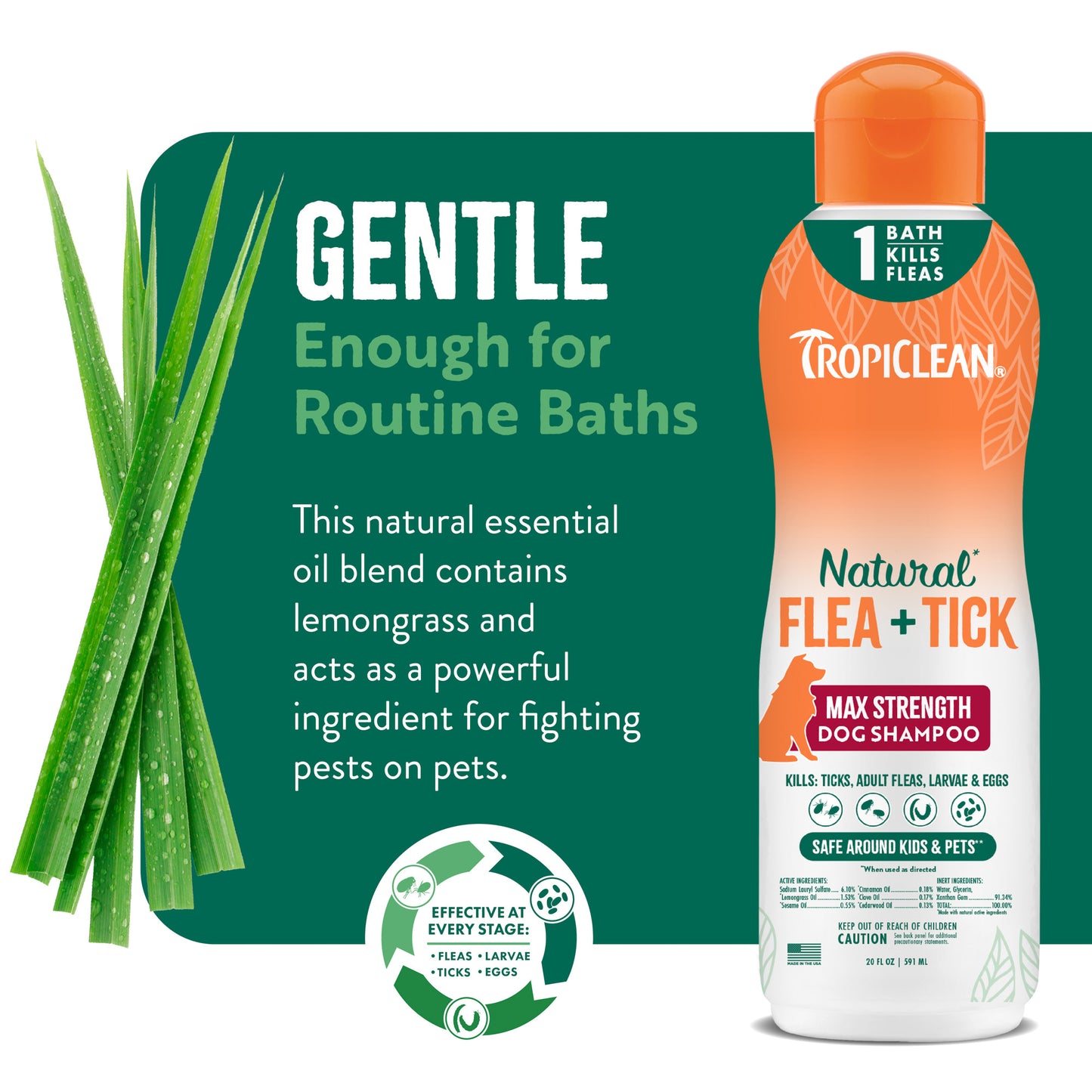 TropiClean Flea & Tick Maximum Strength Shampoo for Dogs