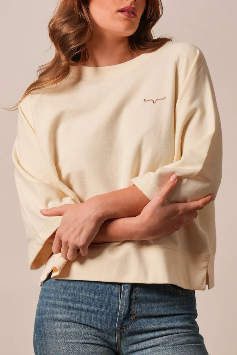 Kimes Ranch Addy Mid-Sleeve Boxy Sweatshirt in Natural