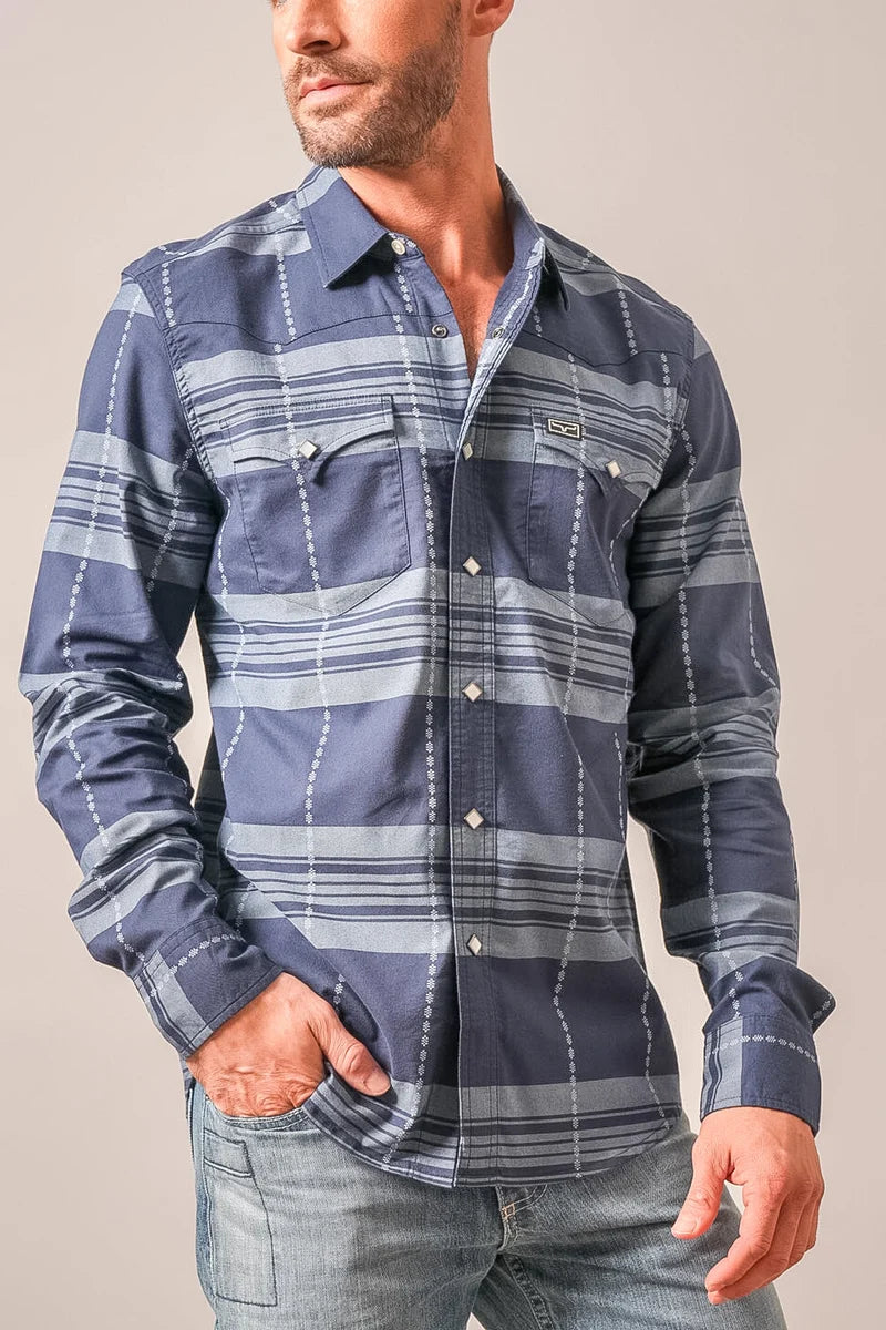 Kimes Ranch Mitch Pearl Snap Shirt in Dark Blue