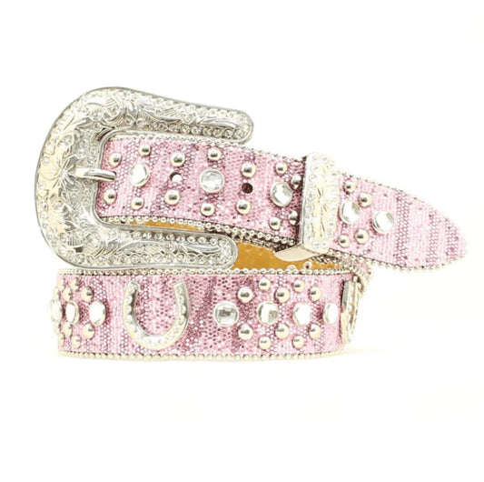 Nocona Girls' Pink Rhinestone Belt