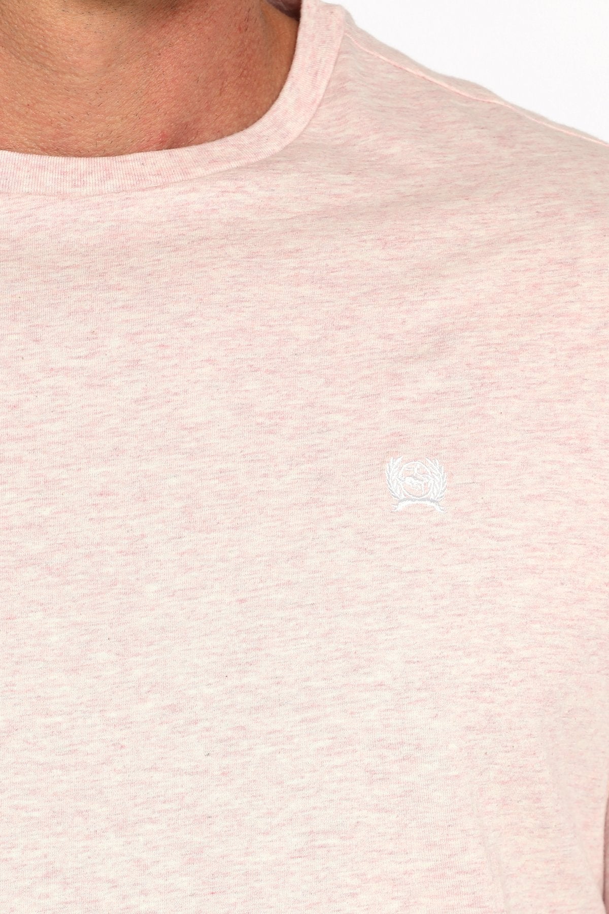 Cinch Men's Solid Pink Logo Tee
