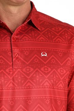 Cinch Arenaflex Red Western Print Polo