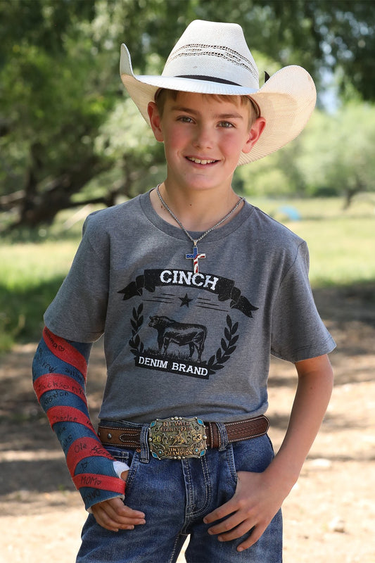 Cinch Boy's Denim Gray Tee