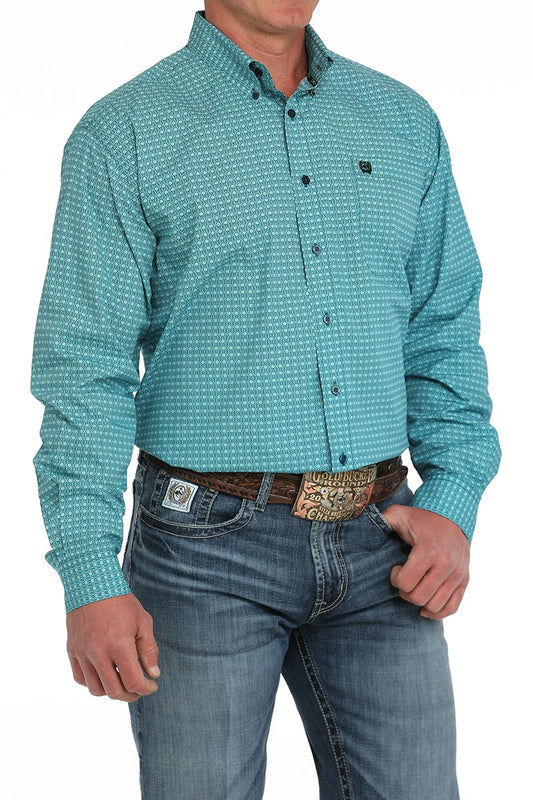 Cinch Turquoise Medallion Print Button-Down Western Shirt